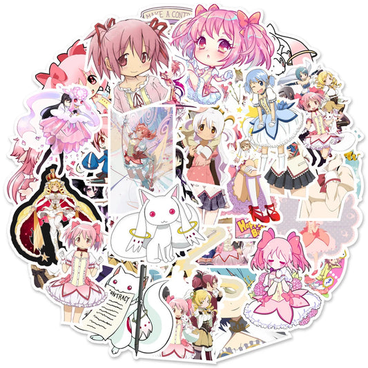 Madoka Magica Anime Stickers: 10/30/50pcs Waterproof PVC Decals for Laptop, Phone, Motorcycle, Suitcase, DIY Toys
