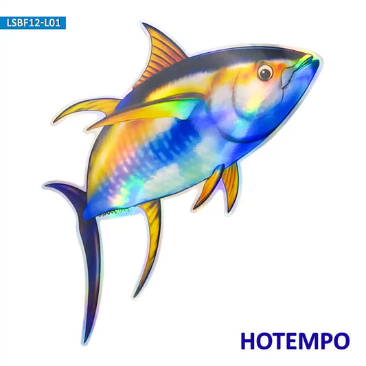 Mix Big Size Fish Yellowfin Tuna Laser Glossy Style Waterproof Stickers for Fisherman Boat Luggage Laptop Motorcycle Car Sticker
