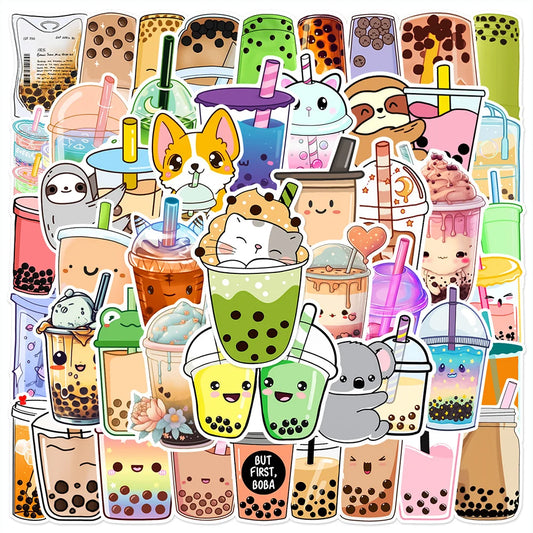 Cute Animal Drink Aesthetic Stickers Decals for Kids Laptop Suitcase Guitar Phone Diary Decoration 10/30/50pcs