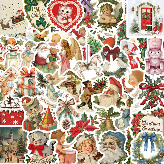 10/50pcs Cute Vintage Romantic Santa Claus Christmas Graffiti Stickers DIY Snowboard Laptop Waterproof New Year Decoration Decal