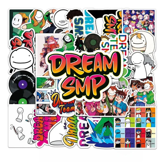 Dream SMP Cartoon Stickers (50pcs) for Luggage, Water Bottles, Phones, Laptops, Scooters, Refrigerators