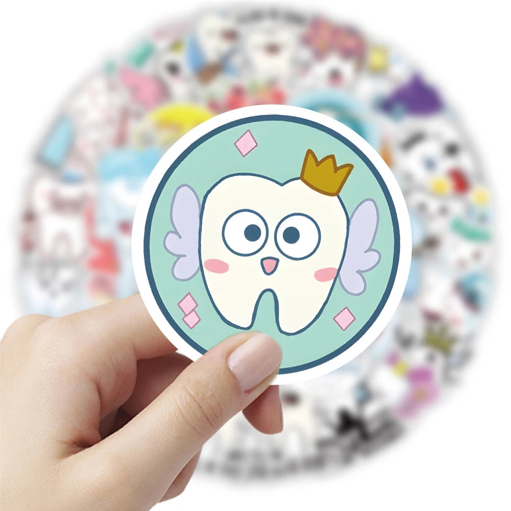 10/30/50pcs Cute Funny Cartoon Protect Teeth Graffiti Stickers Kawaii Laptop Phone Suitcase Decoration Stationery Sticker Toys