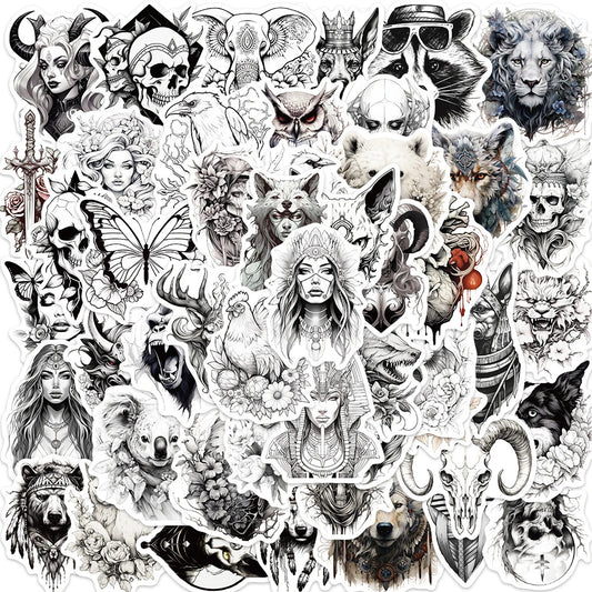 Gothic Animal Skull Stickers Waterproof for Laptop, Motorcycle, Phone, Car, Skateboard, Luggage