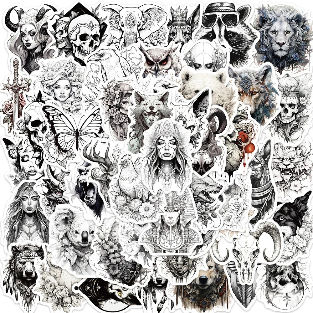 Gothic Animal Skull Stickers Waterproof for Laptop, Motorcycle, Phone, Car, Skateboard, Luggage