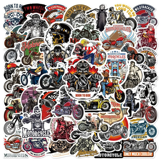 Punk Motorcycle Graffiti Stickers Pack - 50pcs for DIY Decoration