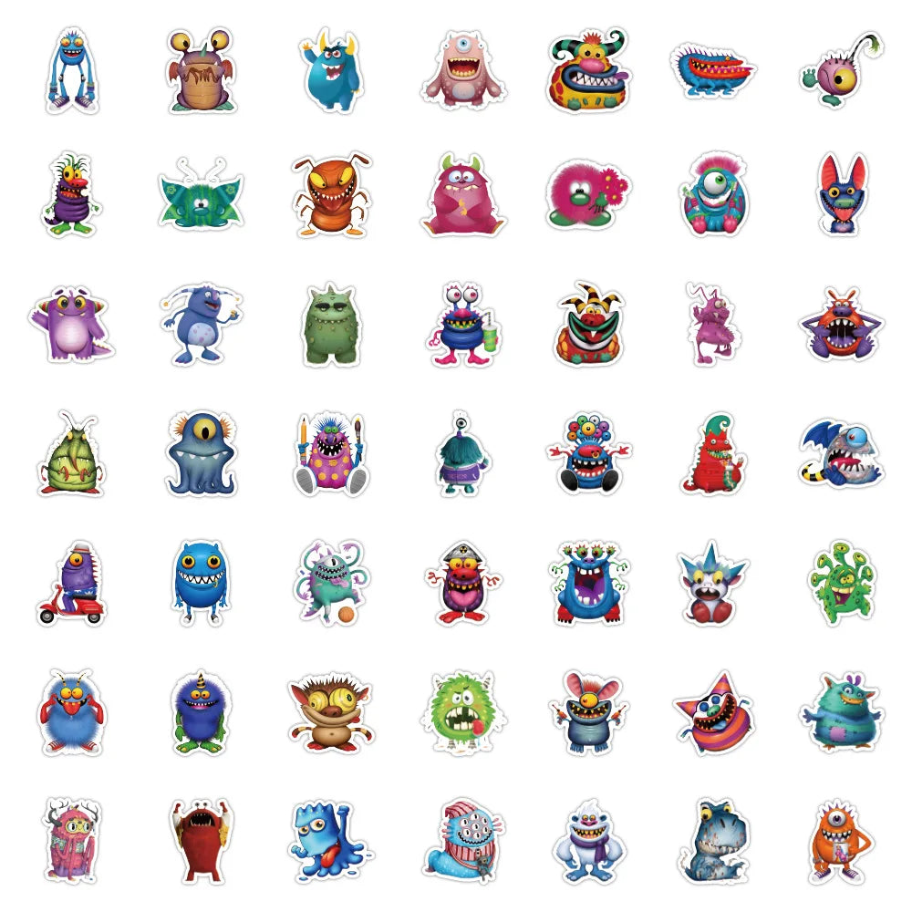 10/50Pcs Little Monster Stickers For Notebooks Stationery Kscraft Vintage Cute Sticker Craft Supplies Scrapbooking Material