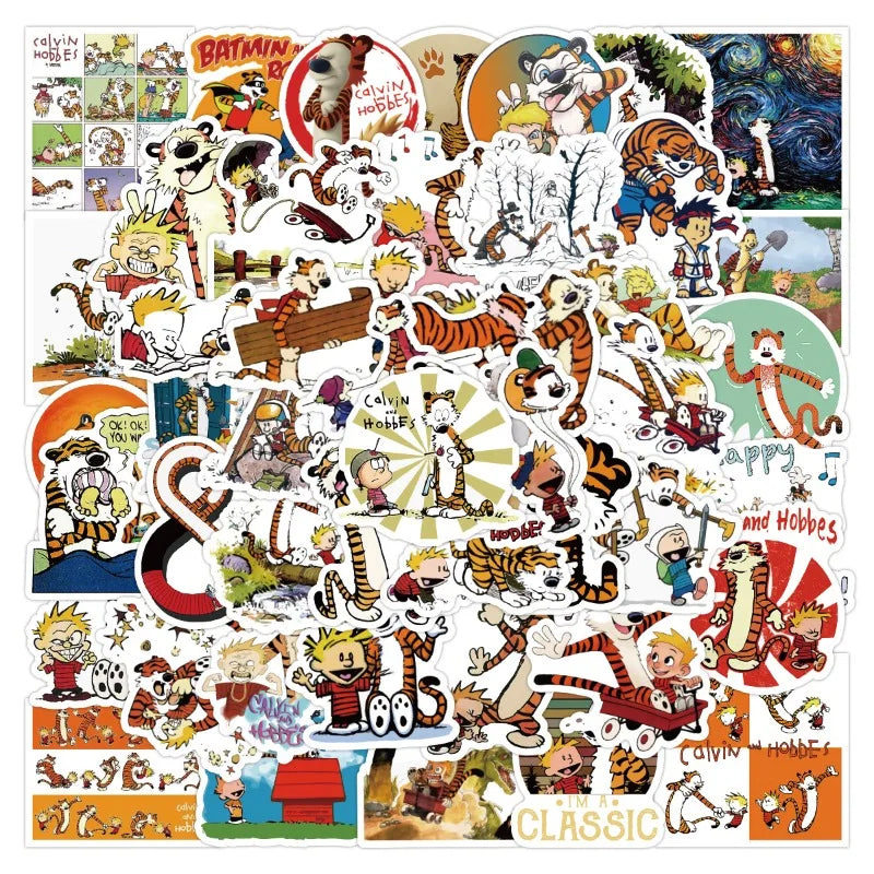 Calvin and Hobbes Cartoon Stickers Pack for Laptop, Phone, Scooter, Suitcase, Water Bottle, Stationery, Fridge