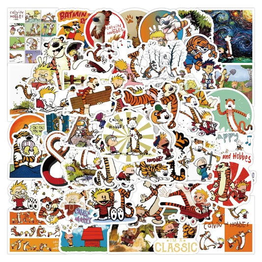 Calvin and Hobbes Cartoon Stickers Pack for Laptop, Phone, Scooter, Suitcase, Water Bottle, Stationery, Fridge