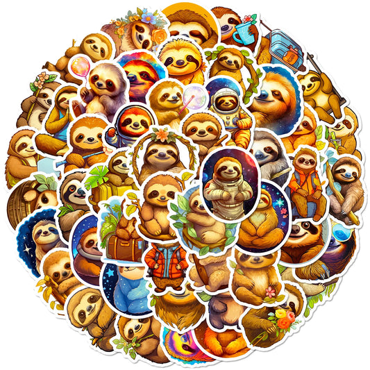 Sloth Cartoon Stickers for Scrapbook, Water Bottle, Laptop, Guitar - 10/25/50pcs