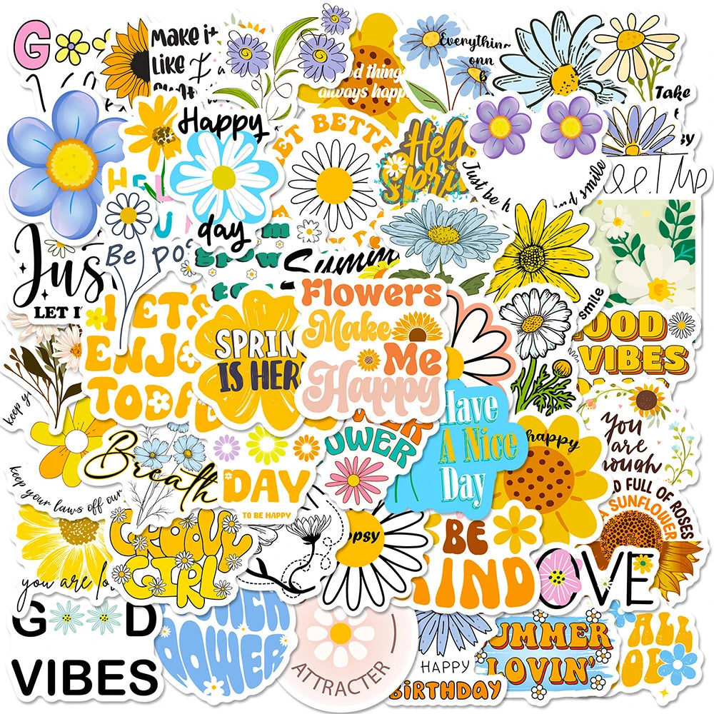Cute Pink Pastel Motivational Stickers for Laptop, Fridge, Phone - 10/30/50/100pcs