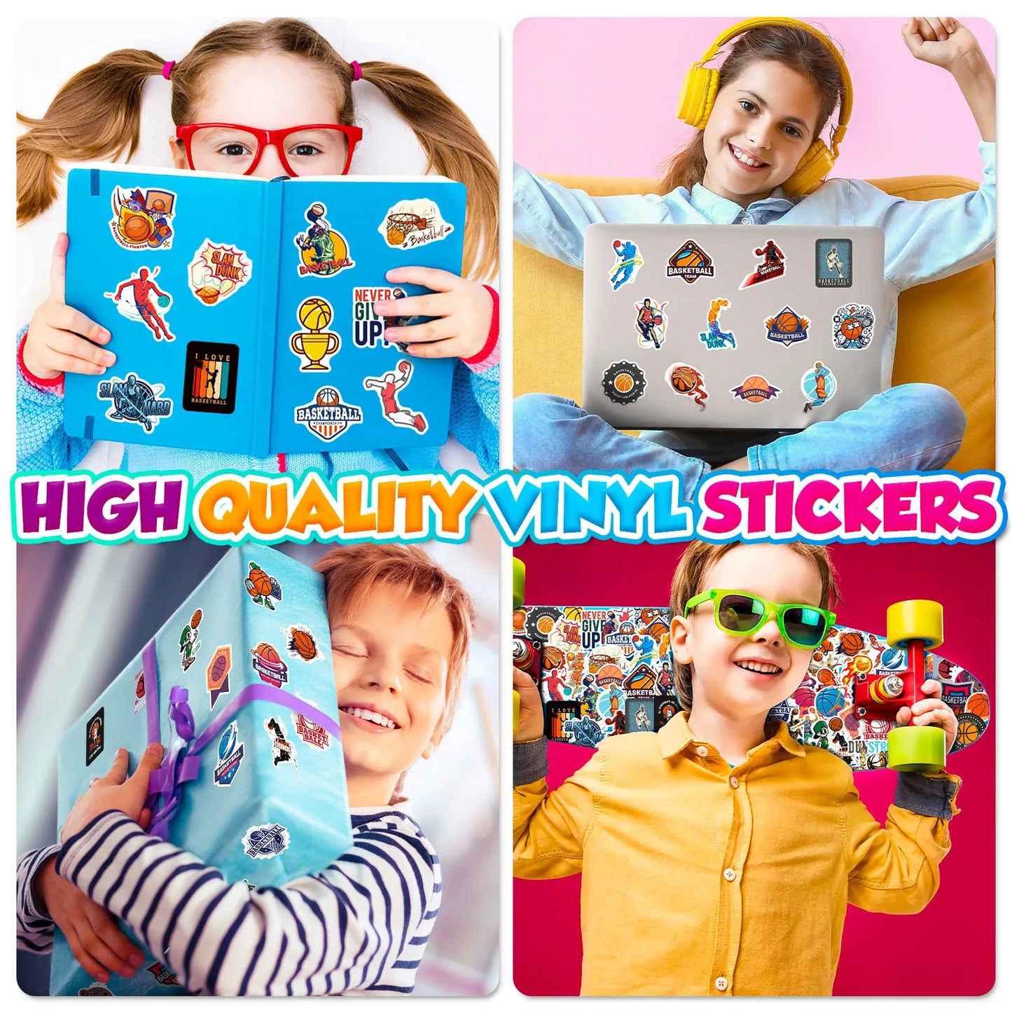 10/25/50pcs Cartoon Basketball Sticker Packs