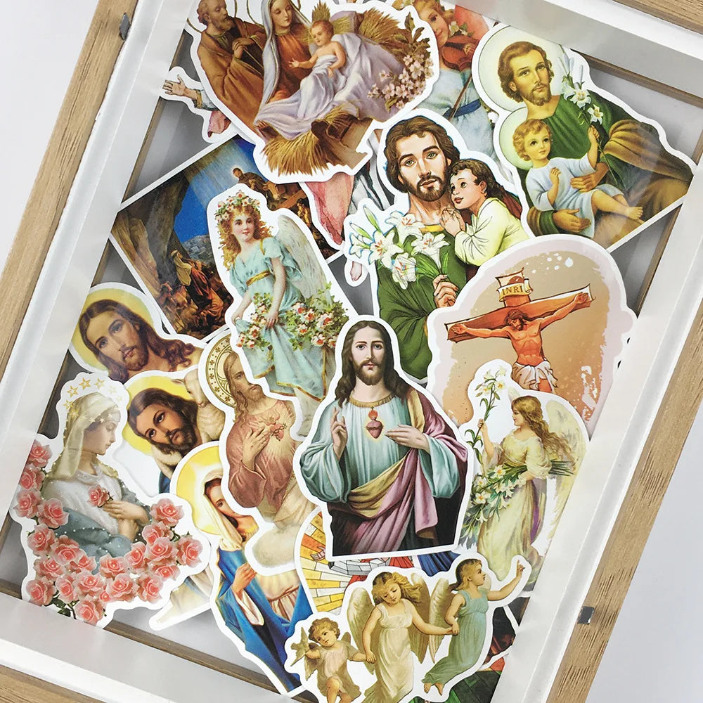 Christian Jesus Stickers 10/30/68pcs Waterproof for Phone Laptop Car Luggage Wall