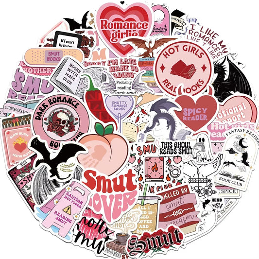 BOOKISH SMUTTY READING Stickers Decals 10/30/52pcs Waterproof for Skateboard Notebook Phone Laptop Car