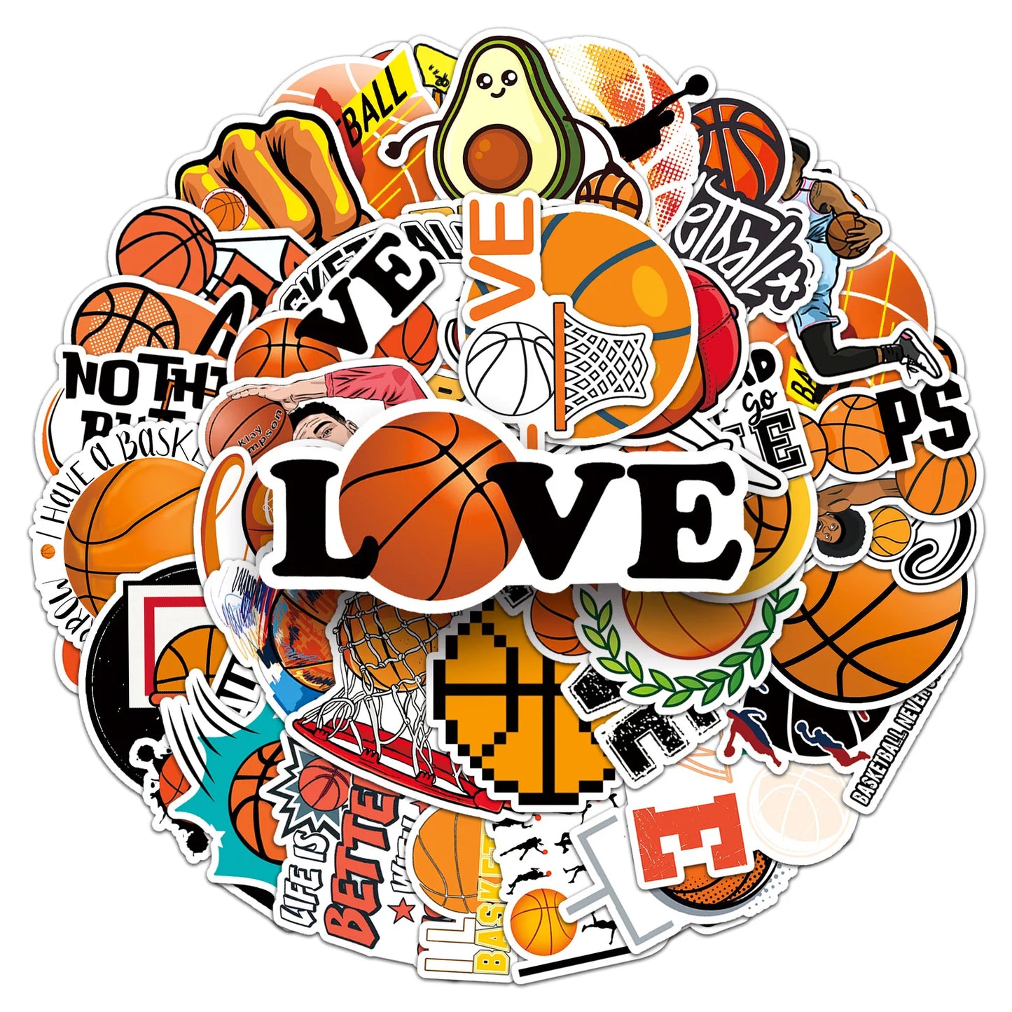 10/30/50PCS Cartoon Basketball Sports Stickers Graffiti iPad Helmet Car  DIY Personalized Wall Sticker Toys Decoration Wholesale