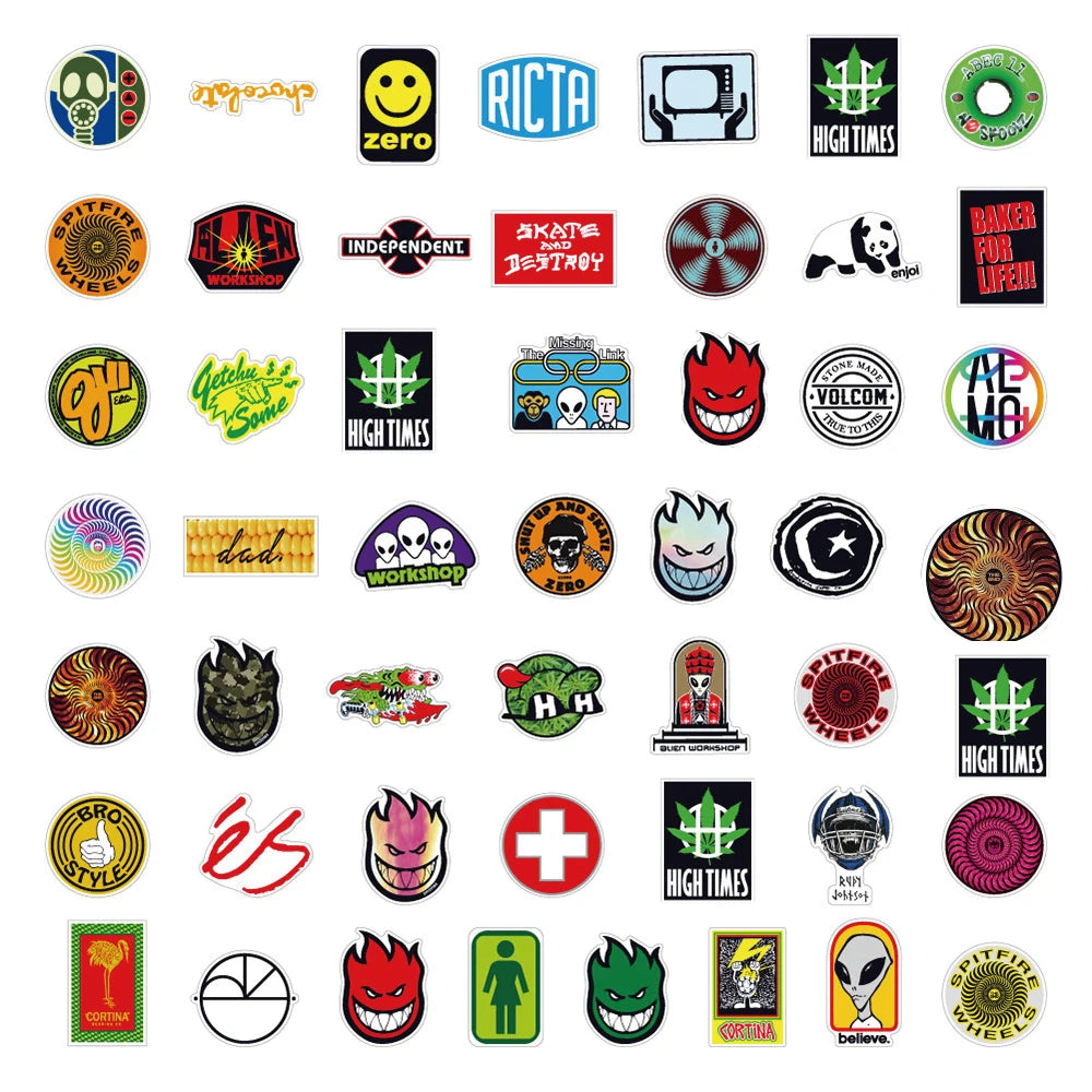 10/30/50/100PCS Skateboard Tide Brand Stickers Graffiti Car Bike Phone Laptop Skateboard Guitar Cool Waterproof Sticker Kids Toy