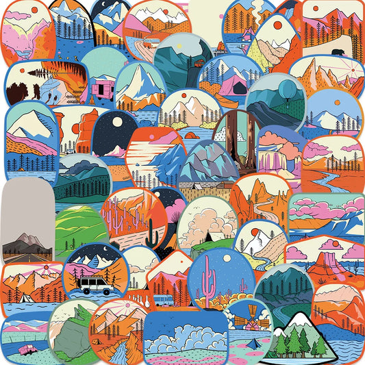 50pcs Cartoon Camping Stickers for Helmet, Wall, DIY Decoration