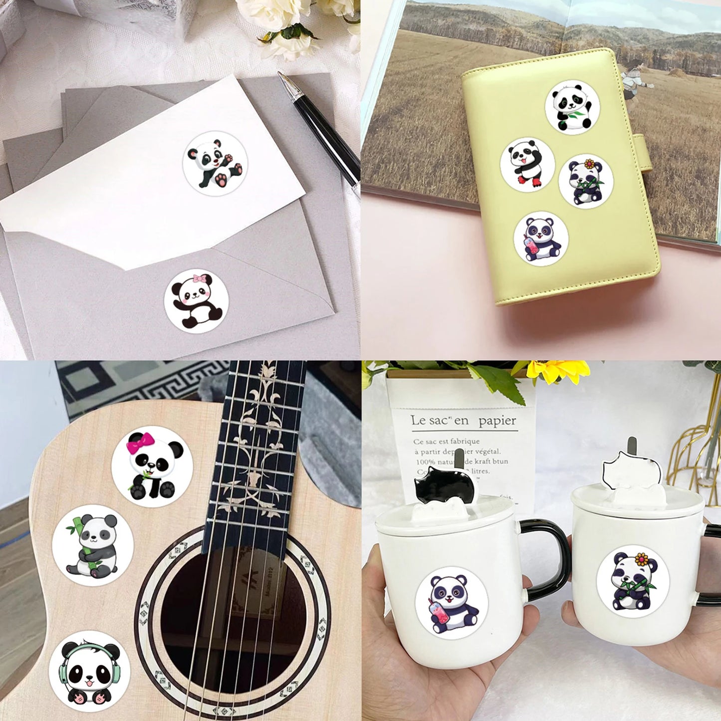 100-500pcs Cute Panda Cartoon Stickers Reward Sticker for Kids Gift Decoration Envelope Sealing Labels Stationery Stickers 1inch