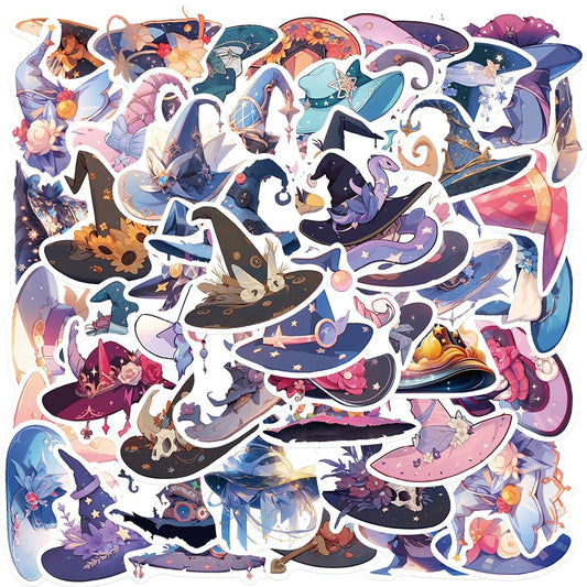 Gothic Magic Hat Stickers: 10/30/50pcs for Laptop, Guitar, Phone, Suitcase