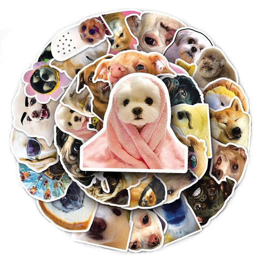 Cute Dog Meme Stickers Pack - Animal Graffiti Decals for Motorcycle, Luggage, Skateboard, Kids Toy