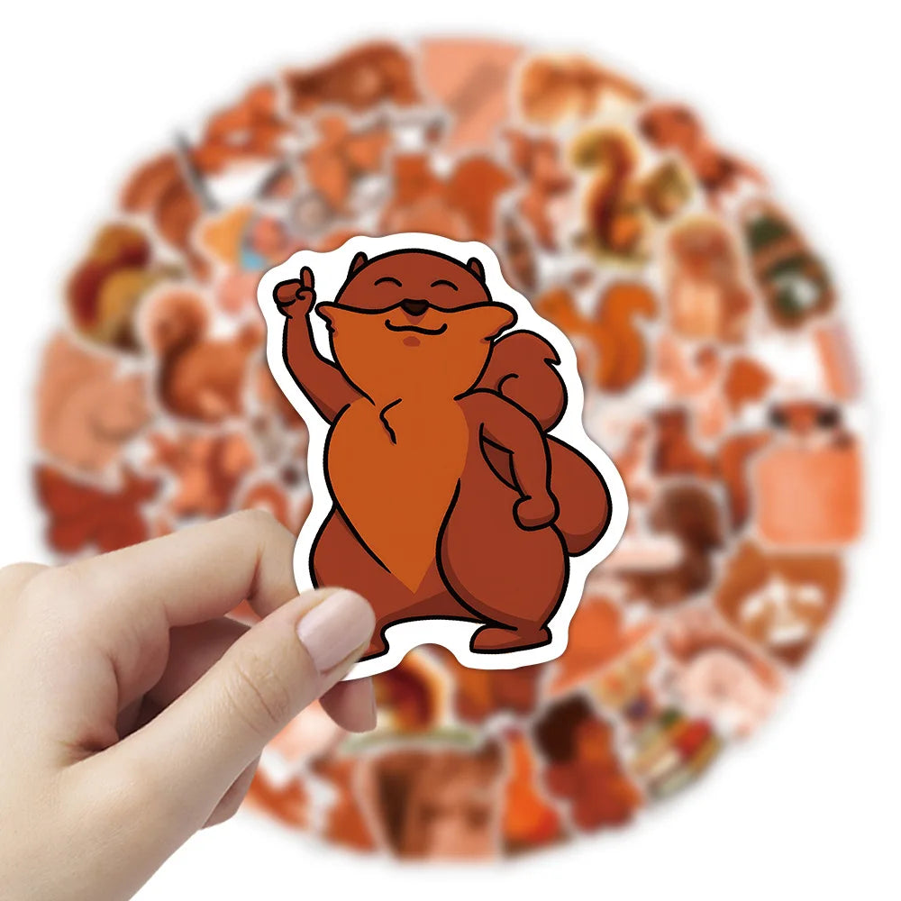 10/50pcs Cartoon Squirrel Stickers Scrapbook Articles Cute Nuts Squirrel Decal Craft Articles Materials DIY Children's Decals