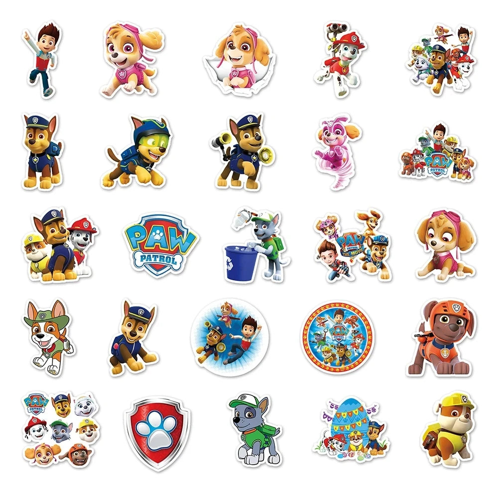 10/30/50PCS Cool Cute PAW Patrol Stickers PVC Decal Decoration Phone Skateboard Luggage Fridge Graffiti Sticker Toy Gift for Kid