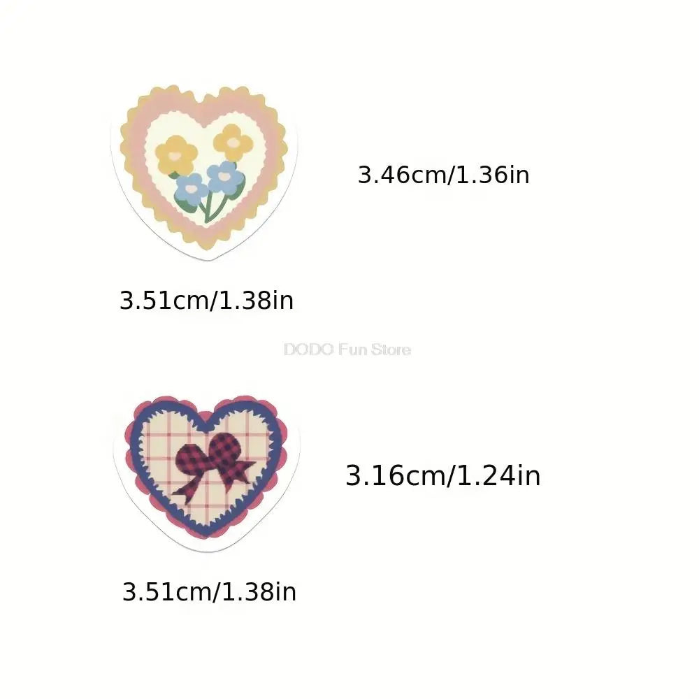 100PCS Cartoon Love Heart Sticker Heart Shape DIY Scrapbook Gift Packaging Party Wedding Valentine's Day Stationery Decal