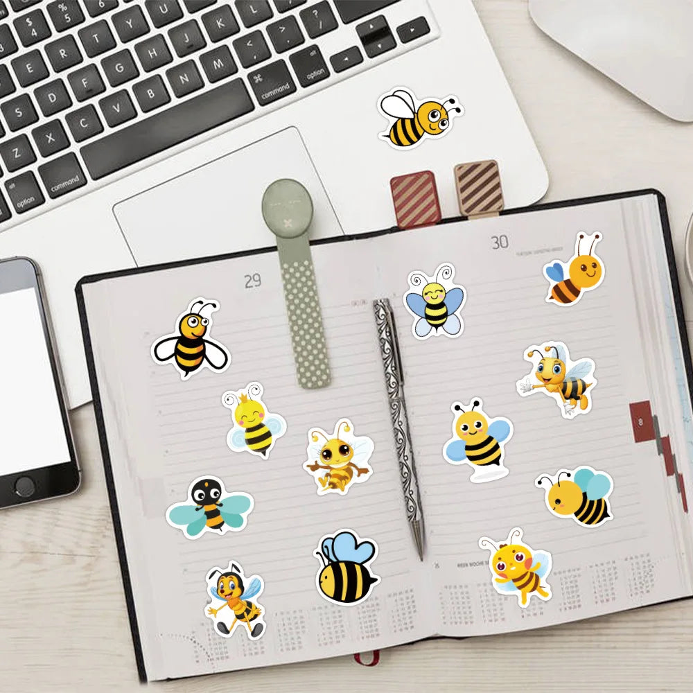 10/30/60PCS Kawaii Cartoon Bee Sticker Packs