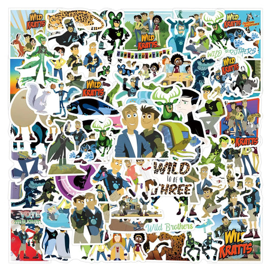 Wild Kratts Stickers Pack: Cartoon Adventure Decals for Laptop, Phone, Bike, Guitar, Fridge