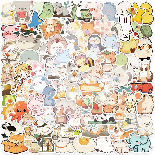 10/50/100PCS Ins Style Cute Watercolor Animal Stickers for Gift Toy DIY Notebook Luggage Laptop Graffiti Decoration Sticker