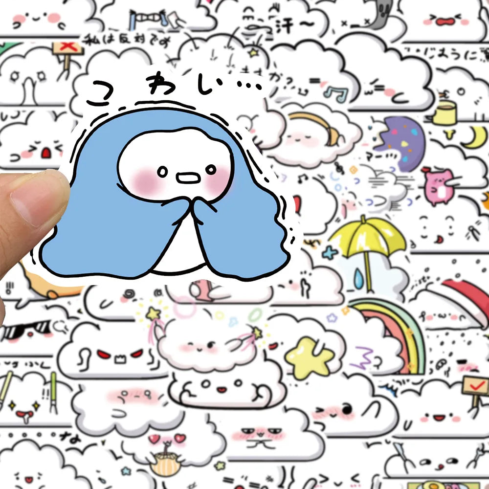 10/30/50PCS Cute Cartoon Clouds Stickers Graffiti Decoration DIY Toys Laptop Skateboard Phone Guitar PVC Waterproof Kids Sticker