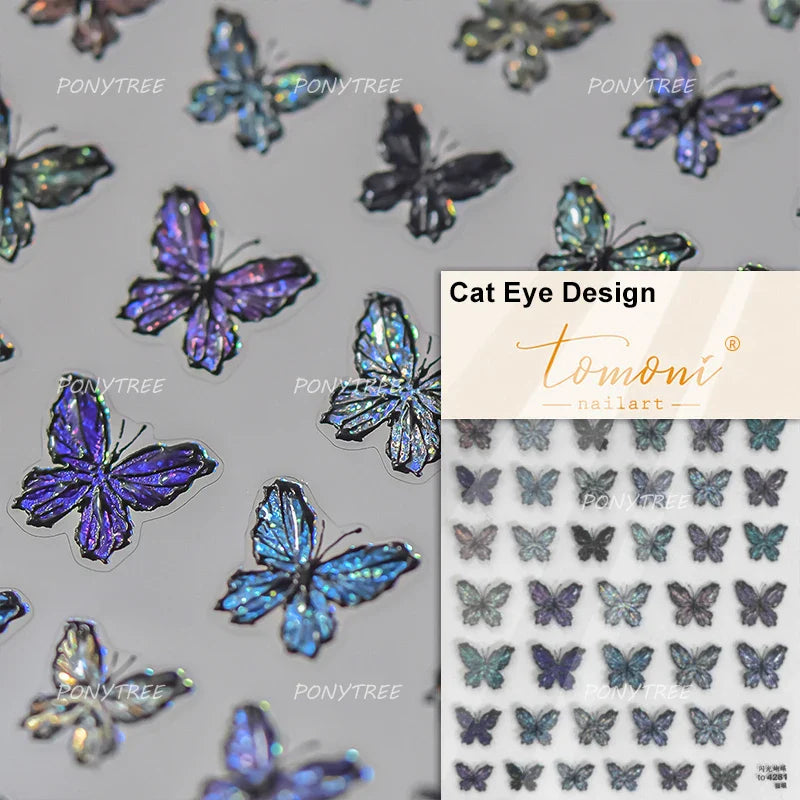 Rose Butterfly Leaf Nail Art Stickers - Self Adhesive Decals