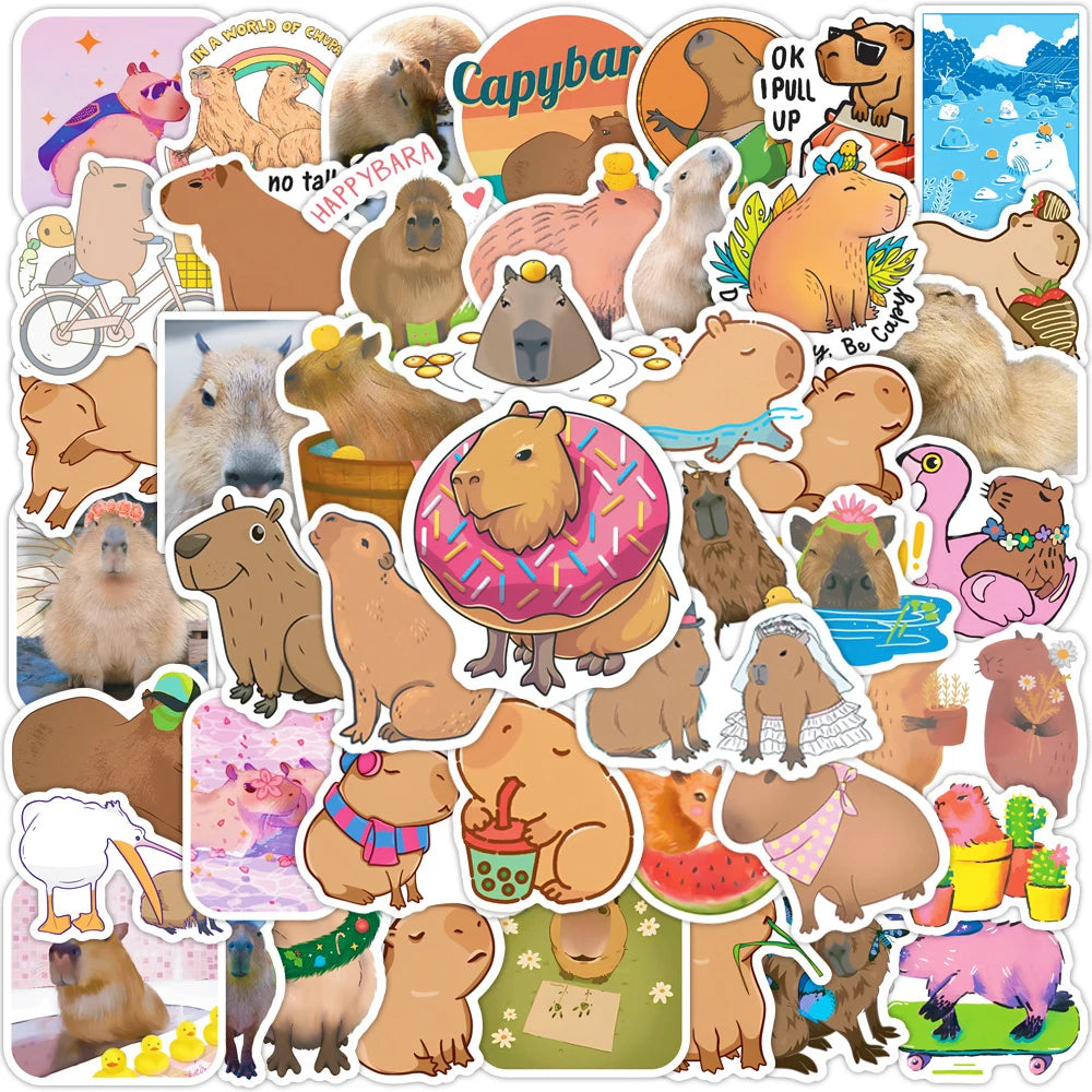 10/30/50pcs Cute Cartoon Capybara Graffiti Stickers Aesthetic Decals Decoration Laptop Notebook Phone Diary Stationery Sticker