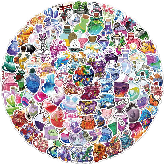 Cartoon Magic Potion Stickers: 10/30/50/99pcs Aesthetic Decals for Laptop, Luggage, Phone, Kids
