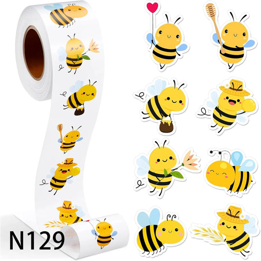 50-500pcs Cartoon Bee Animal Stickers Children Cute Decals DIY Skateboard Bike Fridge Hand Account Reward Sealing Label Sticker