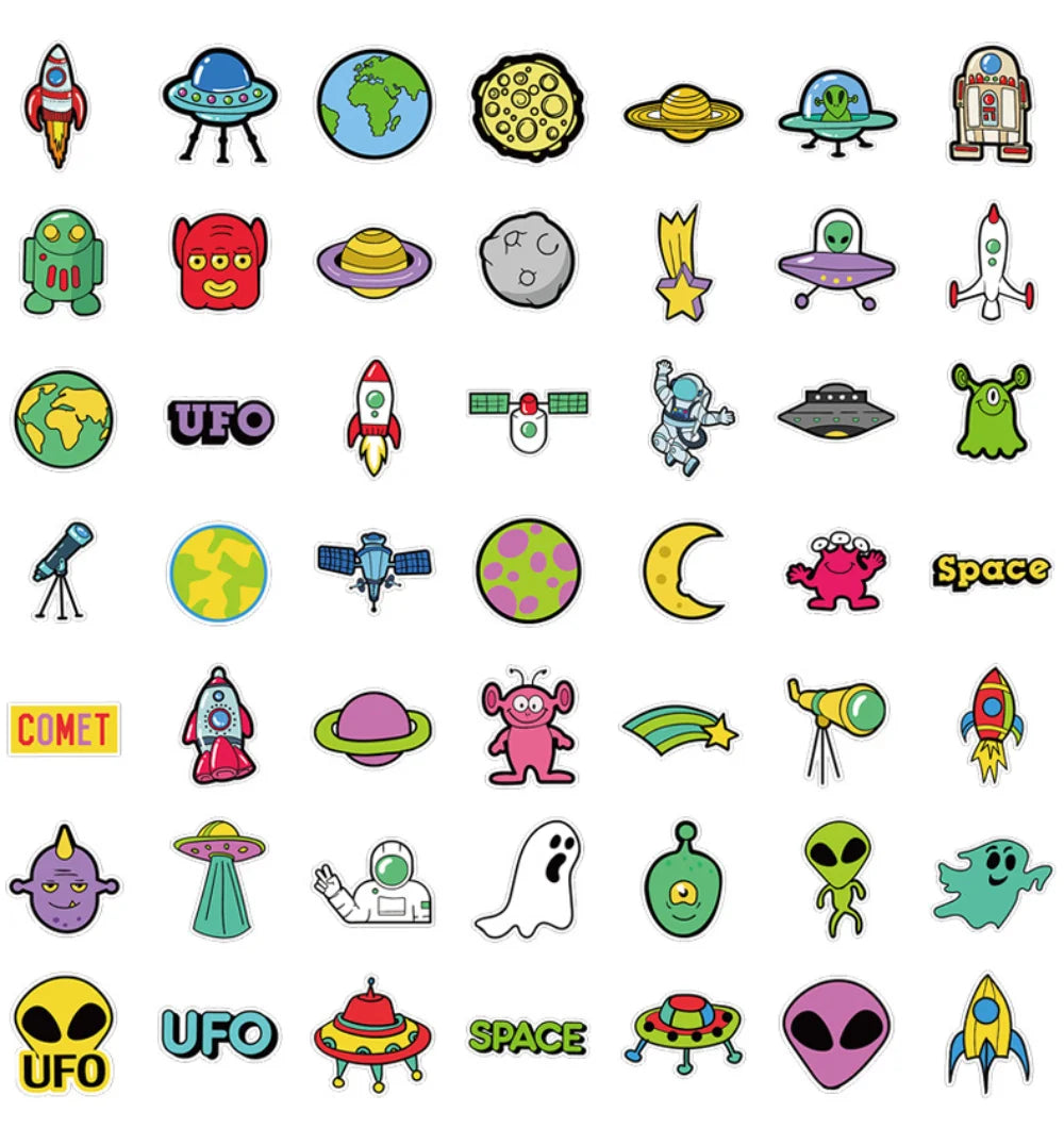 10/50Pcs Cartoon Alien Graffiti For Suitcase Guitar Diary Computer Skateboard Toy Decoration Decoration Decals Sticker