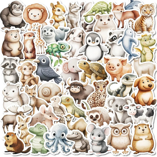 Cartoon Animal Stickers for Kids - Laptop, Phone, Suitcase, Fridge, Diary