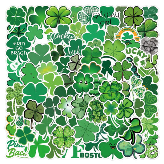 St Patrick's Day Cartoon Stickers: Clover Decals for Laptop, Phone, Guitar, Fridge (10/30/50/110PCS)