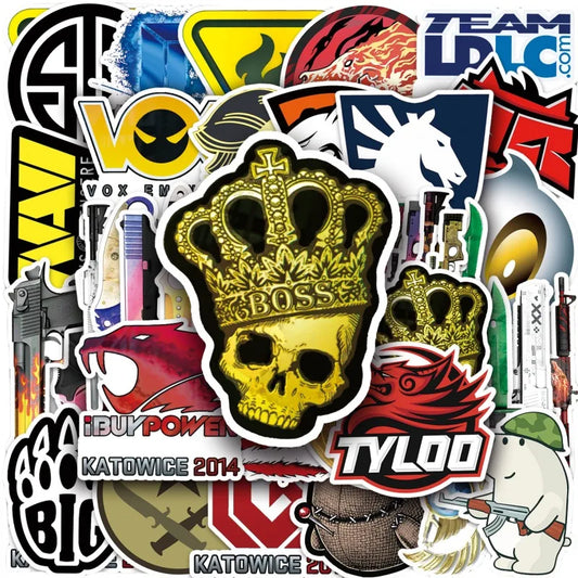 50pcs CSGO Stickers for Laptop, Phone, Car, Scooter, Water Bottle, Fridge, Stationery