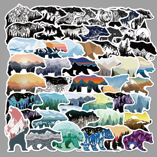 Grizzly Bear Stickers Pack for DIY Scrapbook, Water Bottle, Laptop, Guitar, Car Decal