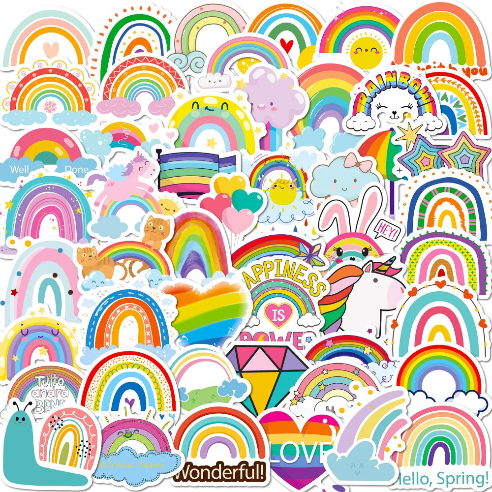 10/50Pcs Rainbow Bridge Cartoon Waterproof Stickers DIY Skateboard Fridge Motorcycle Luggage Cute Graffiti Sticker Decal Toy