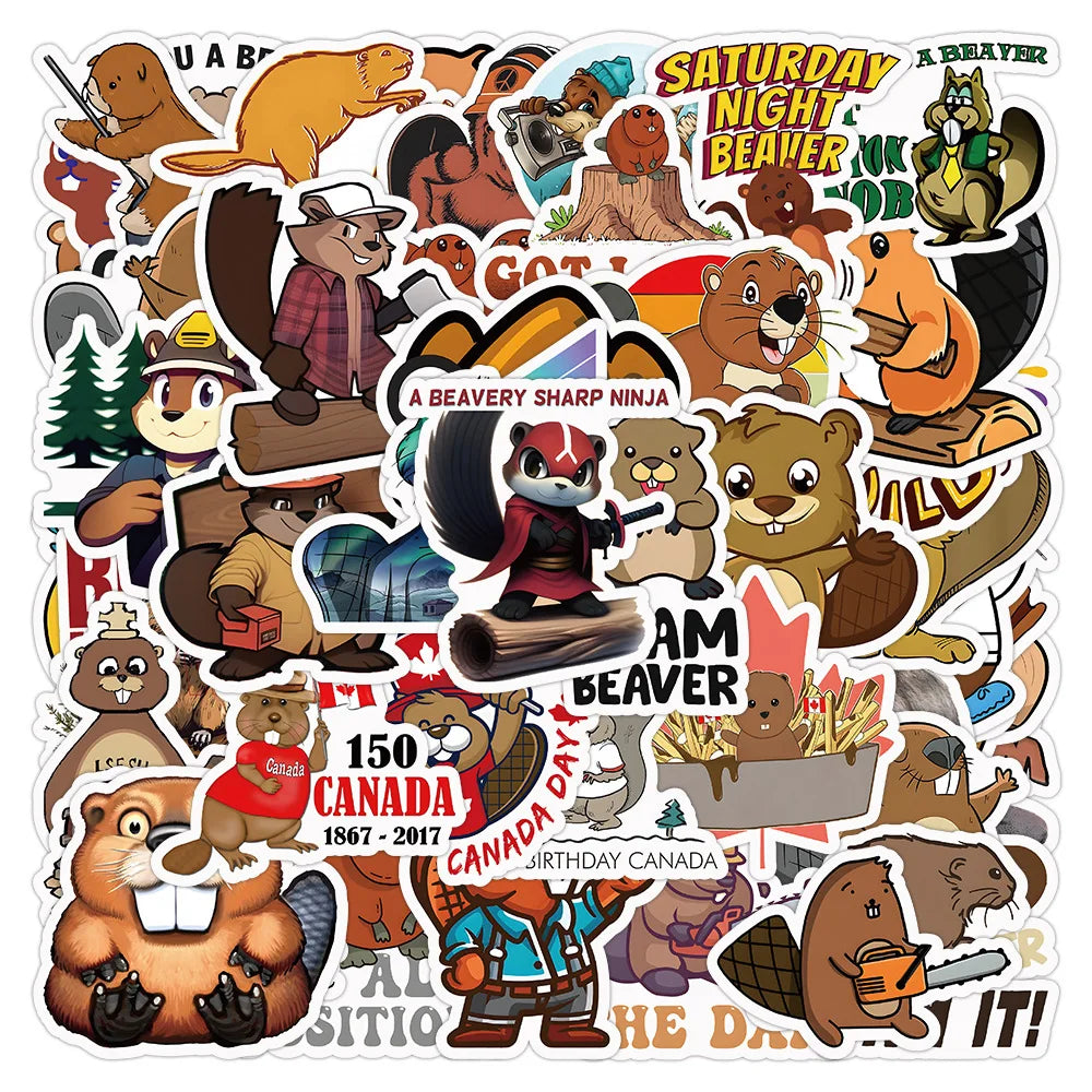 10/30/50PCS Cute Eurasian Beaver Stickers Cartoon Animal Decals Toys For Kids DIY Skateboard Car Laptop Luggage Bike Wall Decals