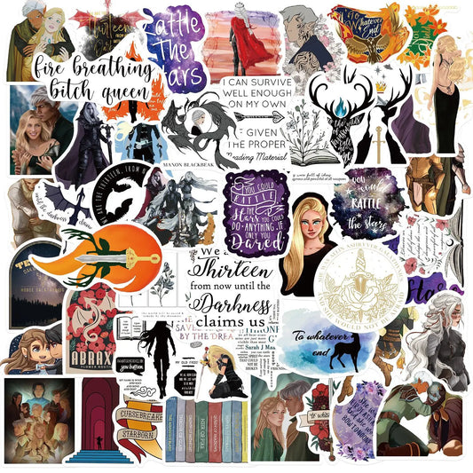 Throne of Glass Stickers Pack: Books, Suitcase, Skateboard, Laptop, Phone, Car Decals