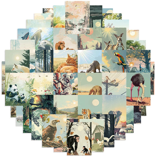 50PCS Vintage Nature Stickers for Journaling & Scrapbooking