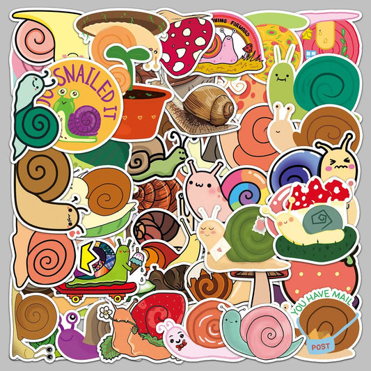 50Pcs Cute Snail Cartoon Stickers for Helmet, Wall, DIY Decoration