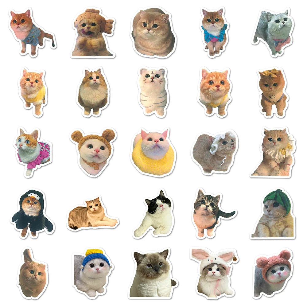 10/30/50/100PCS Kawaii Cats Stickers Cute Kitten Decals Toys DIY Phone Laptop Scrapbook Stationery Fridge Car Funny Meme Sticker