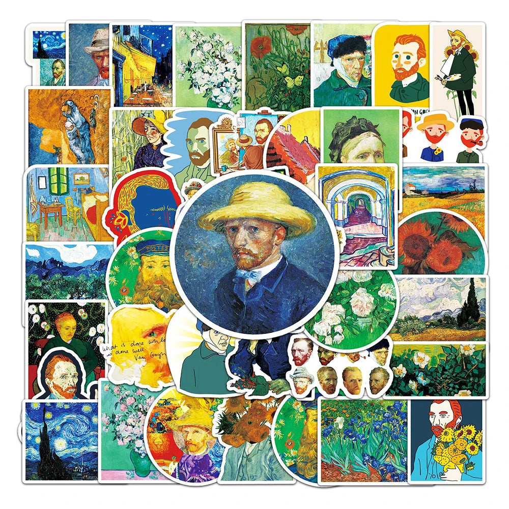 10/30/50PCS World Artist Oil Painting Work Vincent Van Gogh Aesthetic Sticker Packs