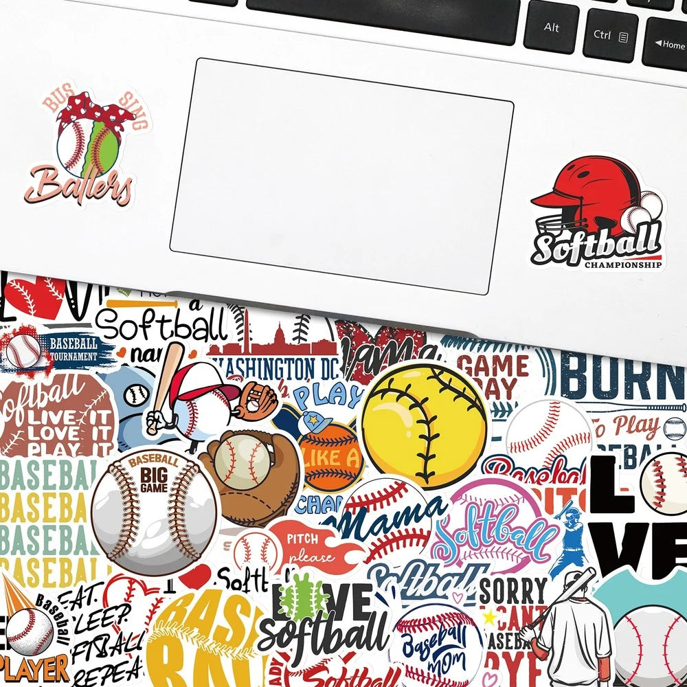 10/25/50pcs Mixed Baseball and Softball Sticker Packs