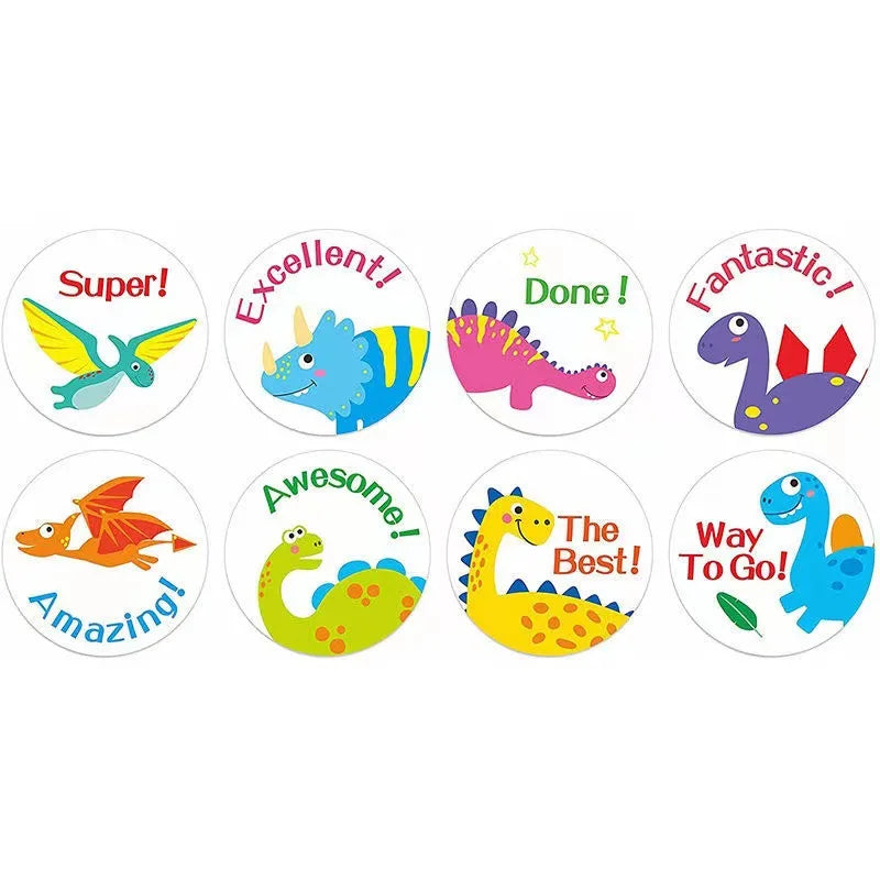 100-500pcs Cute Dinosaur Pattern Reward Encouragement Sticker Roll for Kids Motivational Stickers with Cute Animals for Students