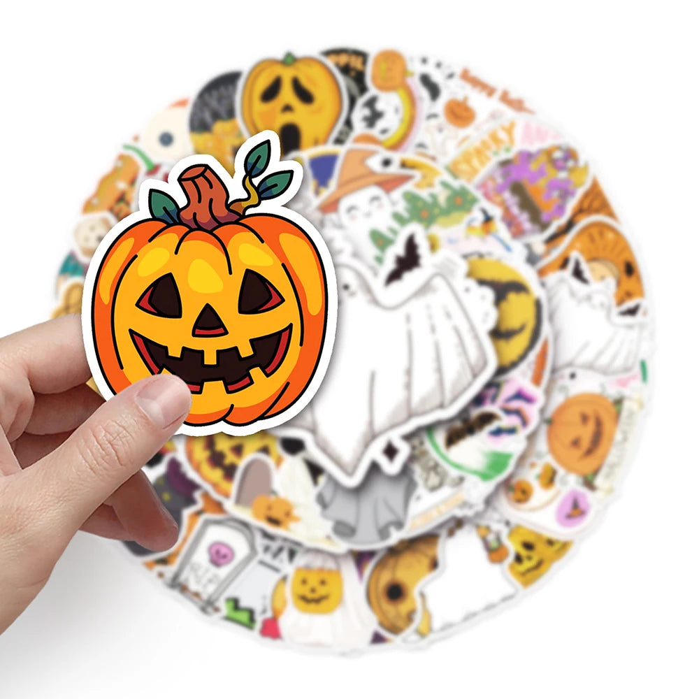 10/30/50PCS Horror Halloween Cartoon Sticker Decals For Notebook Motorcycle Bike Laptop PVC Waterproof Graffiti Stickers Kid Toy