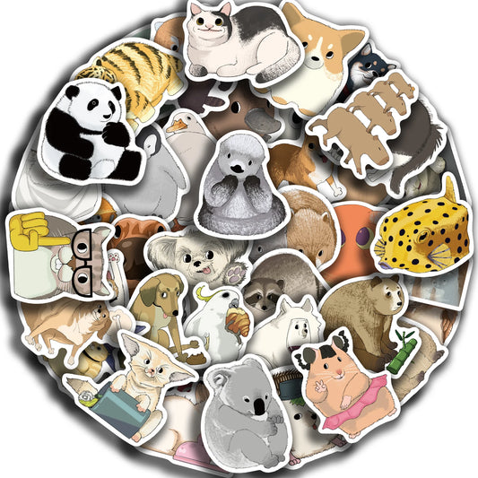 50PCS Animal Stickers: Rabbit, Panda, Cat for Scrapbooking